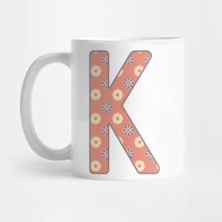 MONOGRAM LETTER K PINK FLORAL TYPOGRAPHY DESIGN Mug